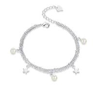 ZGHQHCDRH Bracelet d'amitié, Bracelet à Double chaîne en argent exquis, bijoux à la mode for dames, bijoux en argent for sœurs, amis, Couples