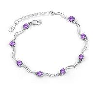 ZGHQHCDRH Bracelet d'amitié, Bracelet en améthyste mosaïque for femmes, bijoux exquis en argent Sterling, cadeaux for sœurs, amis, Couples