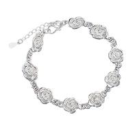 ZGHQHCDRH Bracelet d'amitié, Bracelet fleur de rose exquis for femme, bijoux en argent sterling, cadeaux for sœurs, amis, couples