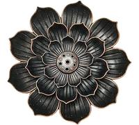 ZGHQHCDRH Brûleur d'encens à Reflux, Brûleur d'encens en Alliage, Porte-encens, Style Bouddhiste, Ligne Lotus, Plaque, Base Bois de Santal, Temples, Studios Yoga(Gold)