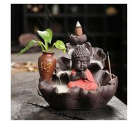 ZGHQHCDRH Brûleur d'encens à Reflux, Porte-encens à Reflux en Argile Violette Petit Moine - Idéal for la méditation et décoration Feng Shui(Red)