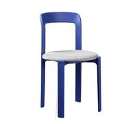 ZGHQHCDRH Chaise de salle à manger empilable, chaise de cuisine en plastique pour intérieur et extérieur, design peu encombrant (bleu + coussin)