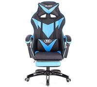 ZGHQHCDRH chaises d'ordinateur, Chaise pivotante en Cuir Gamis, Chaise Zero, d'ordinateur à Dossier Haut, de Bureau inclinable réglable avec Appui-tête et Lombaire/Rose(Black and Blue)