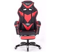 ZGHQHCDRH chaises d'ordinateur, Chaise pivotante en Cuir Gamis, Chaise Zero, d'ordinateur à Dossier Haut, de Bureau inclinable réglable avec Appui-tête et Lombaire/Rose(Black and Red)