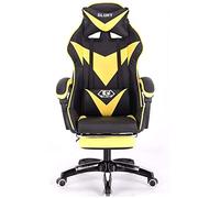 ZGHQHCDRH chaises d'ordinateur, Chaise pivotante en Cuir Gamis, Chaise Zero, d'ordinateur à Dossier Haut, de Bureau inclinable réglable avec Appui-tête et Lombaire/Rose(Black and Yellow)