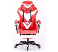 ZGHQHCDRH chaises d'ordinateur, Chaise pivotante en Cuir Gamis, Chaise Zero, d'ordinateur à Dossier Haut, de Bureau inclinable réglable avec Appui-tête et Lombaire/Rose(White and Red)