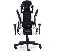 ZGHQHCDRH chaises d'ordinateur, Zero Chair, Fauteuil de Bureau pivotant en Cuir, d'ordinateur à Dossier Haut, inclinable réglable avec Appui-tête et Lombaire/Noir(Black and White)