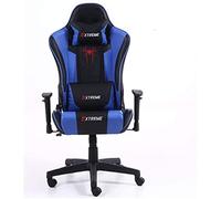 ZGHQHCDRH chaises d'ordinateur, Zero Chair, Fauteuil de Bureau pivotant en Cuir, d'ordinateur à Dossier Haut, inclinable réglable avec Appui-tête et Lombaire/Noir(Black and Blue)