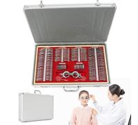 ZGHQHCDRH Coffret De Lentilles D'essai Optiques, 104/266 Pièces, Avec Lentilles Ophtalmiques À Monture Métallique, Étui En Aluminium Et Cylindres Croisés(266pcs)