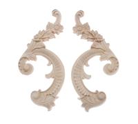 ZGHQHCDRH Coin décoratif en bois sculpté, 1 paire d'appliques décoratives d'angle en bois sculpté non peint, gauche et droite, 25 x 10 cm, for portes de meubles