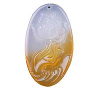 ZGHQHCDRH Collier avec pendentif calcédoine jaune naturelle pour homme et femme