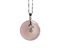 ZGHQHCDRH Collier avec pendentif en calcédoine rose naturelle avec boucle de sécurité 925