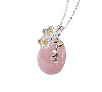 ZGHQHCDRH Collier avec pendentif en cristal rose naturel 925, chaîne de clavicule pour femmes