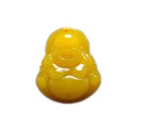 ZGHQHCDRH Collier avec pendentif Feng Shui en jade jaune naturel pour femme, véritable bouddha rieur
