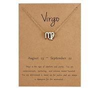 ZGHQHCDRH Collier chaîne 12 constellations, bijoux, signe du zodiaque, breloque, cadeau d'anniversaire, carte de vœux, collier pour femmes