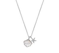 ZGHQHCDRH collier， Collier chaîne à maillons en argent Sterling 925 véritable for femmes, pendentif en Zircon brillant, coquille d'étoile de mer, bijoux fins(White Color)