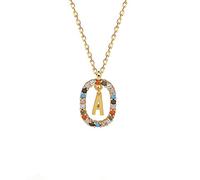 ZGHQHCDRH Collier en argent pour femme, Collier de lettres en argent Sterling S925 for femmes, Zircon coloré, un tour cou délicat et tendance, chaîne cadeau, bijoux for ses filles couples