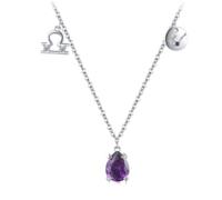 ZGHQHCDRH Collier en argent pour femme, Collier en argent Sterling S925 for femmes, signes du zodiaque, collier Balance, Zircon violet, accessoire de mode, cadeau, bijoux for filles