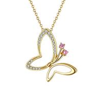 ZGHQHCDRH Collier en argent pour femme, Collier en cristal sterling for femmes S925 argent papillon zircon délicat tour de cou tendance collier chaîne cadeau bijoux for ses filles couples