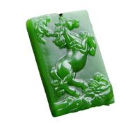 ZGHQHCDRH Collier Feng Shui naturel vert foncé en jade de Hétien avec pendentif cheval en jade pour femme Yoga bon augure mode