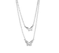 ZGHQHCDRH Collier papillon Double couche exquis pour femmes, chaîne de clavicule CZ, bijoux à la mode, cadeaux