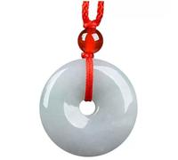 ZGHQHCDRH Collier pendentif en Jade blanc Feng Shui naturel pour femmes, véritable Yoga, boucle de paix, de bon augure
