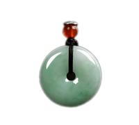 ZGHQHCDRH Collier pendentif en Jade vert Feng Shui naturel pour femmes, véritable boucle de paix de Yoga