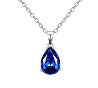 ZGHQHCDRH Collier pour femme 925 avec pendentif aigue-marine bleu saphir goutte d'eau gemme fête mariage bijoux cadeau