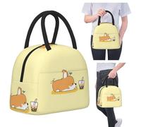 ZGHQHCDRH Corgi et Bubble Tea (15) Sac à Lunch Isotherme pour Femmes Glacière de Bureau Boîte Alimentaire Thermique Fourre-Tout Boîtes à Lunch étanches Conteneur