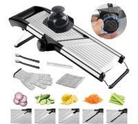 ZGHQHCDRH coupe-légumes, Trancheuse à légumes en acier inoxydable, mandoline antidérapante for cuisine, céto, pommes de terre, concombre, 4 lames et gants résistants aux coupures