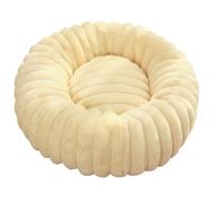 ZGHQHCDRH Coussin Chauffant Circulaire Enveloppant for Animaux de Compagnie, en Fourrure de Lapin épaisse, antidérapant, Facile à Nettoyer, Convient à Toutes Les Saisons.(Beige,S)
