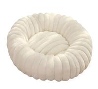 ZGHQHCDRH Coussin Chauffant Circulaire Enveloppant for Animaux de Compagnie, en Fourrure de Lapin épaisse, antidérapant, Facile à Nettoyer, Convient à Toutes Les Saisons.(White,2XL)