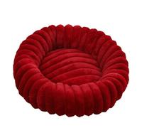 ZGHQHCDRH Coussin Chauffant Circulaire Enveloppant for Animaux de Compagnie, en Fourrure de Lapin épaisse, antidérapant, Facile à Nettoyer, Convient à Toutes Les Saisons.(Red,XS)