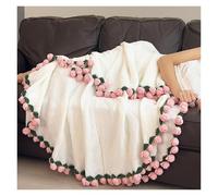 ZGHQHCDRH Couverture tricotée, Couverture Bouquet de Fleurs, Rose au Crochet, Fait Main, 4 Couleurs et Tailles(Pink,110cm/43.3in 68flowers)