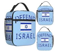 ZGHQHCDRH Défendre Israël avec Le Drapeau israélien Sac à Lunch isolé légèrement en détresse Stockage Boîte à Nourriture Conteneur Glacière Boîte à Lunch Thermique Fourre-Tout