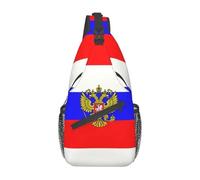 ZGHQHCDRH Drapeau Russe décontracté bandoulière Sac à Dos Hommes Armoiries de la Russie Sacs de Poitrine à épaule pour Le Camping à vélo