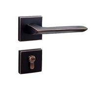 ZGHQHCDRH Ensemble de boutons et leviers de porte à pêne dormant carré à double clé - Poignée d'entrée en acier massif avec finition noir mat for la sécurité de la maison(ModelB)