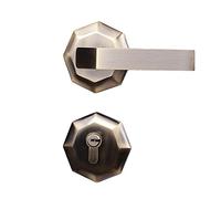 ZGHQHCDRH Ensemble de poignées et serrures de porte modernes en nickel satiné | Bouton de porte d'entrée en cuivre pur durable avec dispositif réversible(ModelC)
