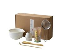 ZGHQHCDRH Ensemble De Thé Matcha 4/5/6 Pièces, Fouet En Bambou, Cuillère À Café, Bol En Céramique, Ensembles De Thé Traditionnels, Outils De Préparation Du Thé For La Maison, Accessoires(6PCS White)