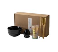 ZGHQHCDRH Ensemble De Thé Matcha 4/5/6 Pièces, Fouet En Bambou, Cuillère À Café, Bol En Céramique, Ensembles De Thé Traditionnels, Outils De Préparation Du Thé For La Maison, Accessoires(5PCS Black)