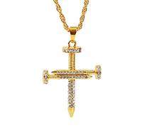 ZGHQHCDRH Fashion Women & Men Rhinestone Cross Pendants Necklaces Hip Hop Jewelry Long Chain gift Large Collection Of Cross