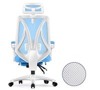 ZGHQHCDRH Fauteuils Gaming, Fauteuil pivotant Zero Gamiraci avec Dossier Haut for Jeux vidéo, Chaise de Bureau for PC, Support Lombaire réglable, Cadre Blanc, Filet Bleu(White Frame Blue Net)