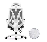 ZGHQHCDRH Fauteuils Gaming, Fauteuil pivotant Zero Gamiraci avec Dossier Haut for Jeux vidéo, Chaise de Bureau for PC, Support Lombaire réglable, Cadre Blanc, Filet Bleu(White Frame Black Net)