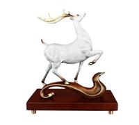 ZGHQHCDRH Figurines de cerf en Fleurs Prunier for la décoration Maison ou du Bureau, Statue Feng Shui Laiton, Porte-Bonheur et santé(Style-b)