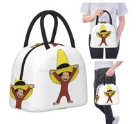 ZGHQHCDRH Funky Curious George Sac à Lunch isolé pour Les Femmes Glacière de Bureau Boîte d’Aliments Thermique Fourre-Tout Boîtes à Lunch Portables Conteneur