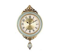ZGHQHCDRH Grande Horloge Murale, Horloge Murale Vintage avec Pendule, Horloge à en céramique européenne rétro, Montre Quartz silencieuse for Salon et Chambre Coucher(A)