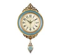 ZGHQHCDRH Grande Horloge Murale, Horloge Murale Vintage avec Pendule, Horloge à en céramique européenne rétro, Montre Quartz silencieuse for Salon et Chambre Coucher(B)
