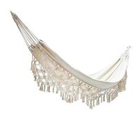 ZGHQHCDRH hamac de Camping, for 2 Personnes, Chaise à Bascule à Franges en macramé de Style bohème, balançoire Suspendue intérieure et extérieure, capacité de Charge de 250 kg, 200 x 150 cm