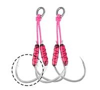 ZGHQHCDRH Hameçons， Hameçons à Poisson 10 Paires/lot PE Ligne brochet Jig leurre Crochet de pêche en Eau salée Crochet d'assistance à la gabarits en métal à Haute teneur en Carbone UV Lumineux(2 0)