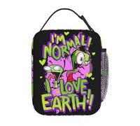 ZGHQHCDRH Invader Zim & GIR Je suis Normal J’Aime la Terre Sac à Lunch isolé Conteneur à déjeuner Thermique Fourre-Tout étanche Boîte à Lunch Voyage Universitaire